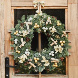 couronne de porte blanche noel decoration sapin