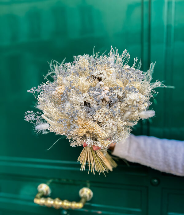 bouquet sec fleurs séchées beige argenté mystérieux